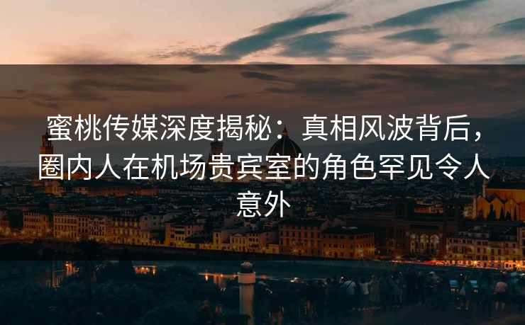 蜜桃传媒深度揭秘：真相风波背后，圈内人在机场贵宾室的角色罕见令人意外