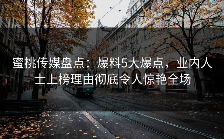 蜜桃传媒盘点：爆料5大爆点，业内人士上榜理由彻底令人惊艳全场
