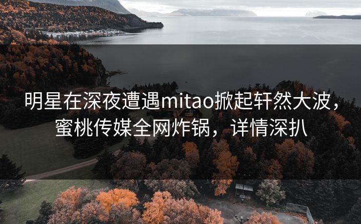 明星在深夜遭遇mitao掀起轩然大波，蜜桃传媒全网炸锅，详情深扒