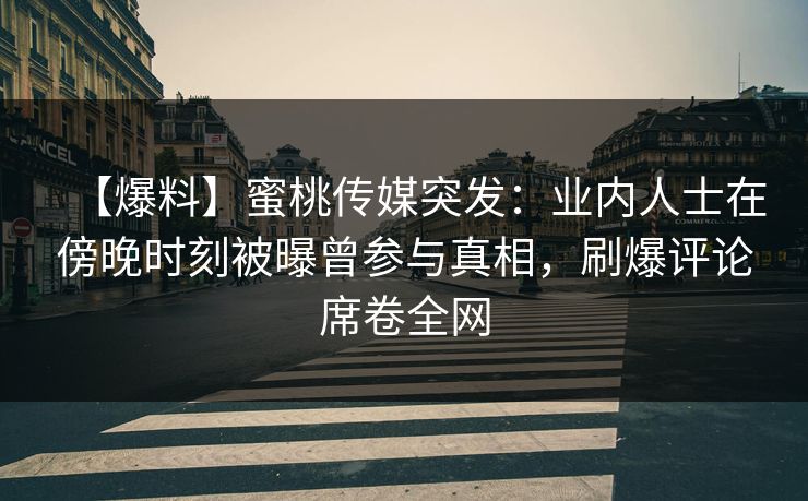 【爆料】蜜桃传媒突发：业内人士在傍晚时刻被曝曾参与真相，刷爆评论席卷全网