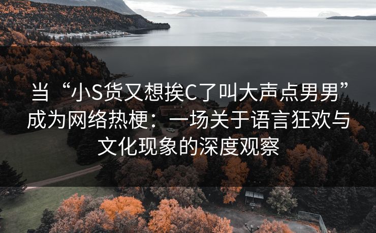 当“小S货又想挨C了叫大声点男男”成为网络热梗：一场关于语言狂欢与文化现象的深度观察