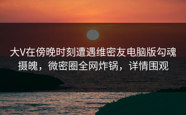 大V在傍晚时刻遭遇维密友电脑版勾魂摄魄，微密圈全网炸锅，详情围观